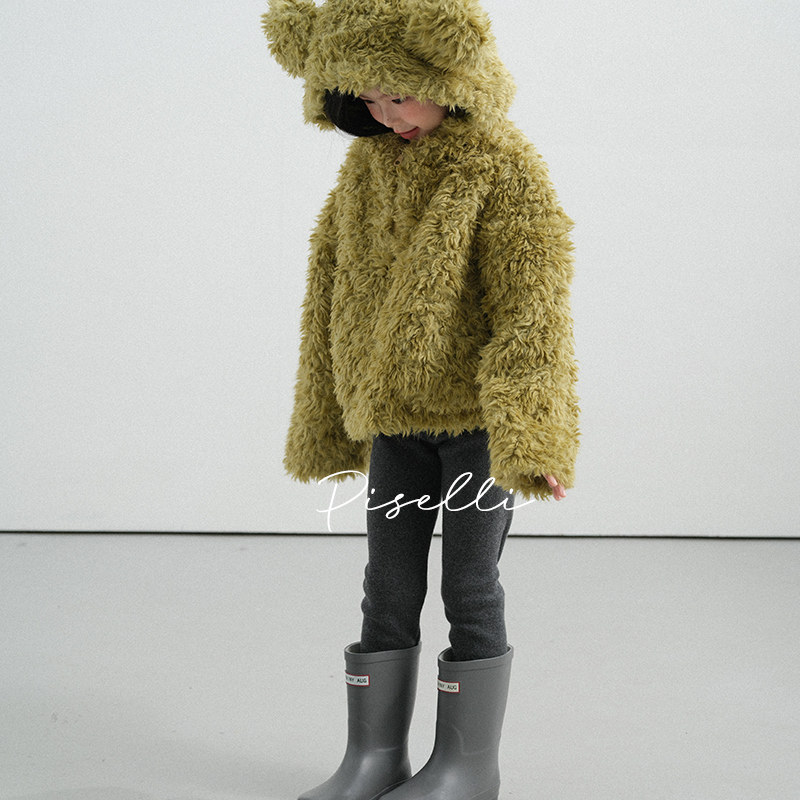 PISELLI史豌豆女童冬季2025新款连帽加厚毛毛外套中大童保暖上衣,淘宝优惠券,粉丝福利购,淘宝优惠卷