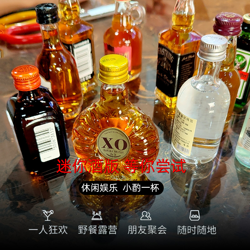 迷你版小酒小瓶洋酒朗姆酒便携威士忌谷类调酒基酒套装便利店调酒 - 图1