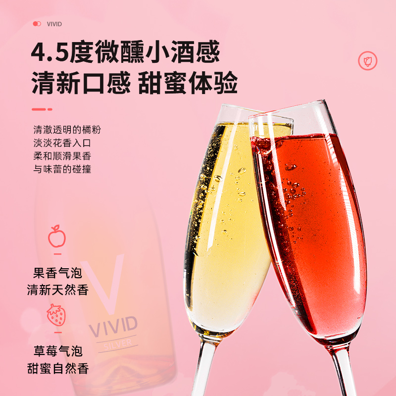 网红酒低度女士起泡酒果味葡萄酒草莓气泡酒鸡尾酒微醺红酒杯 - 图0