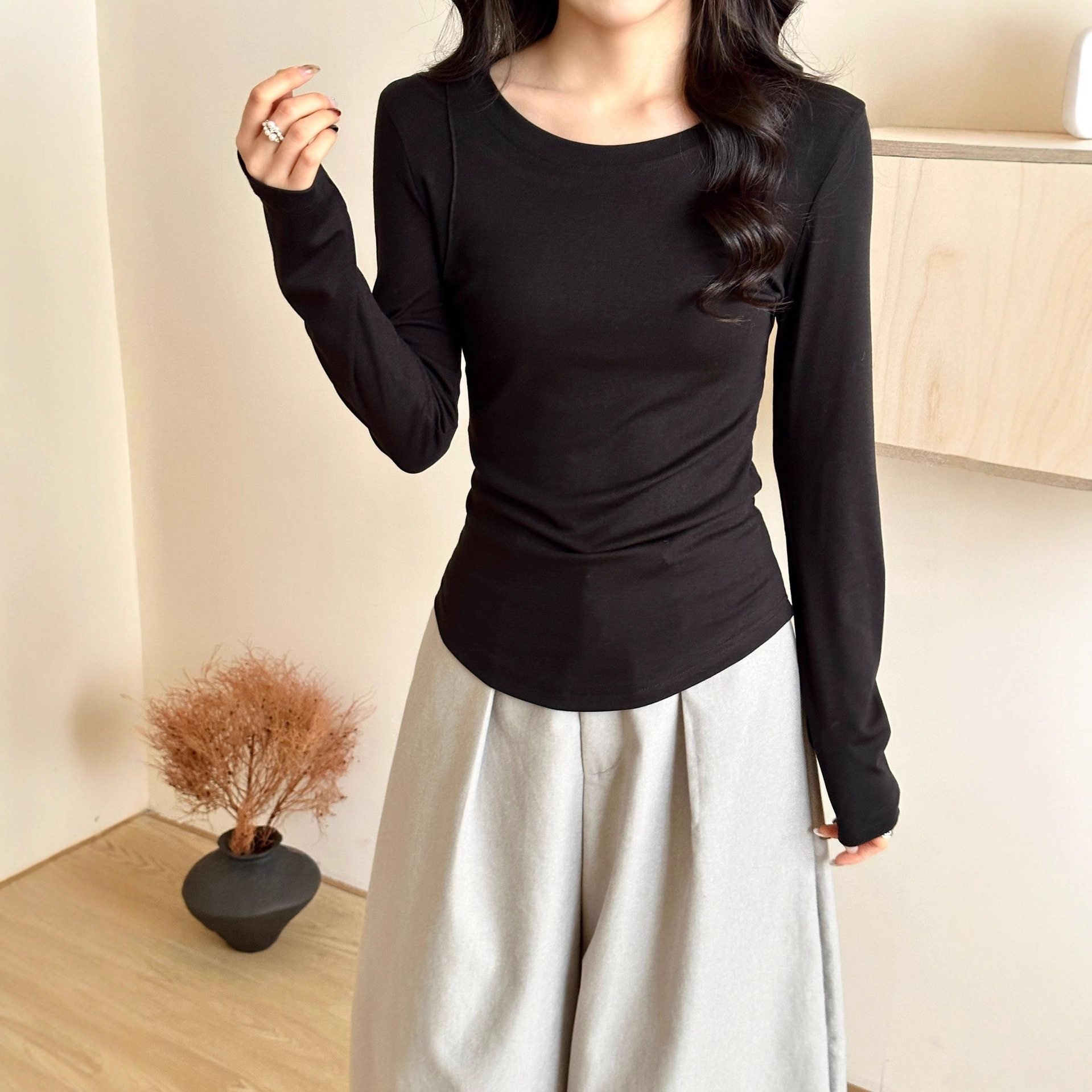 2025秋冬辣妹风莱赛尔亲肤修身显瘦长袖恤内搭醋酸绒打底衫女,淘宝优惠券,粉丝福利购,淘宝优惠卷