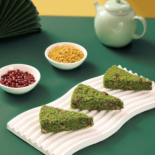 峰仔麦青红豆糕大麦苗汁糯米松糕米糕营养早餐小吃速冻半成品商用 - 图2