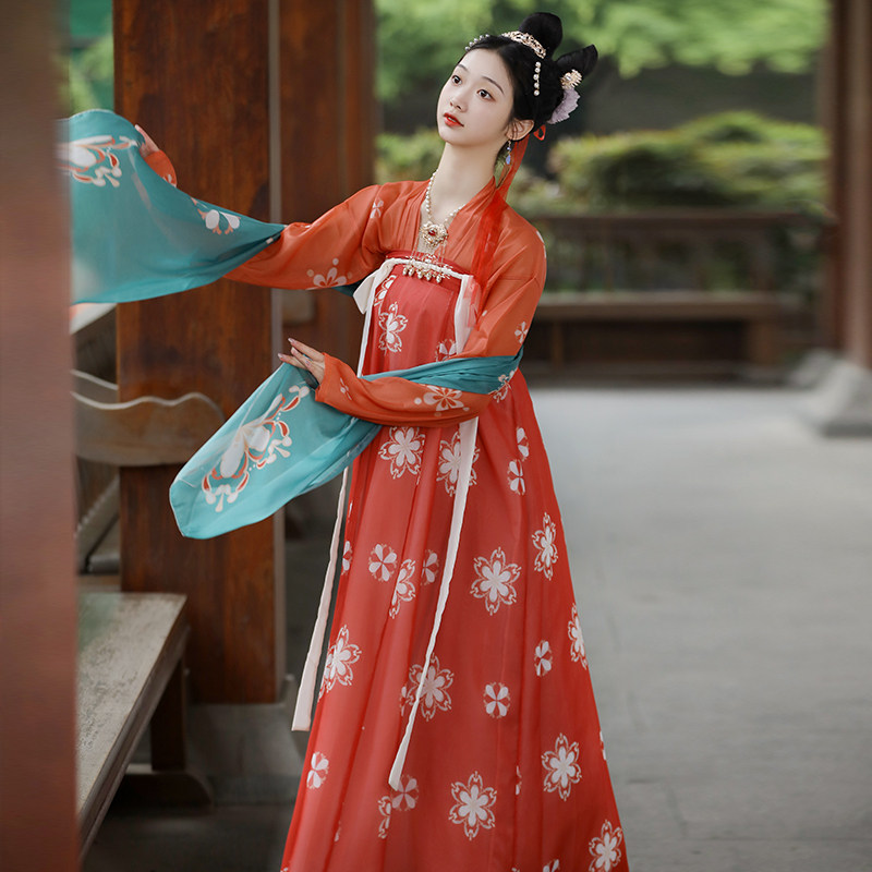 墨莉原创女【花琅】唐制对襟齐胸汉服 墨莉汉服