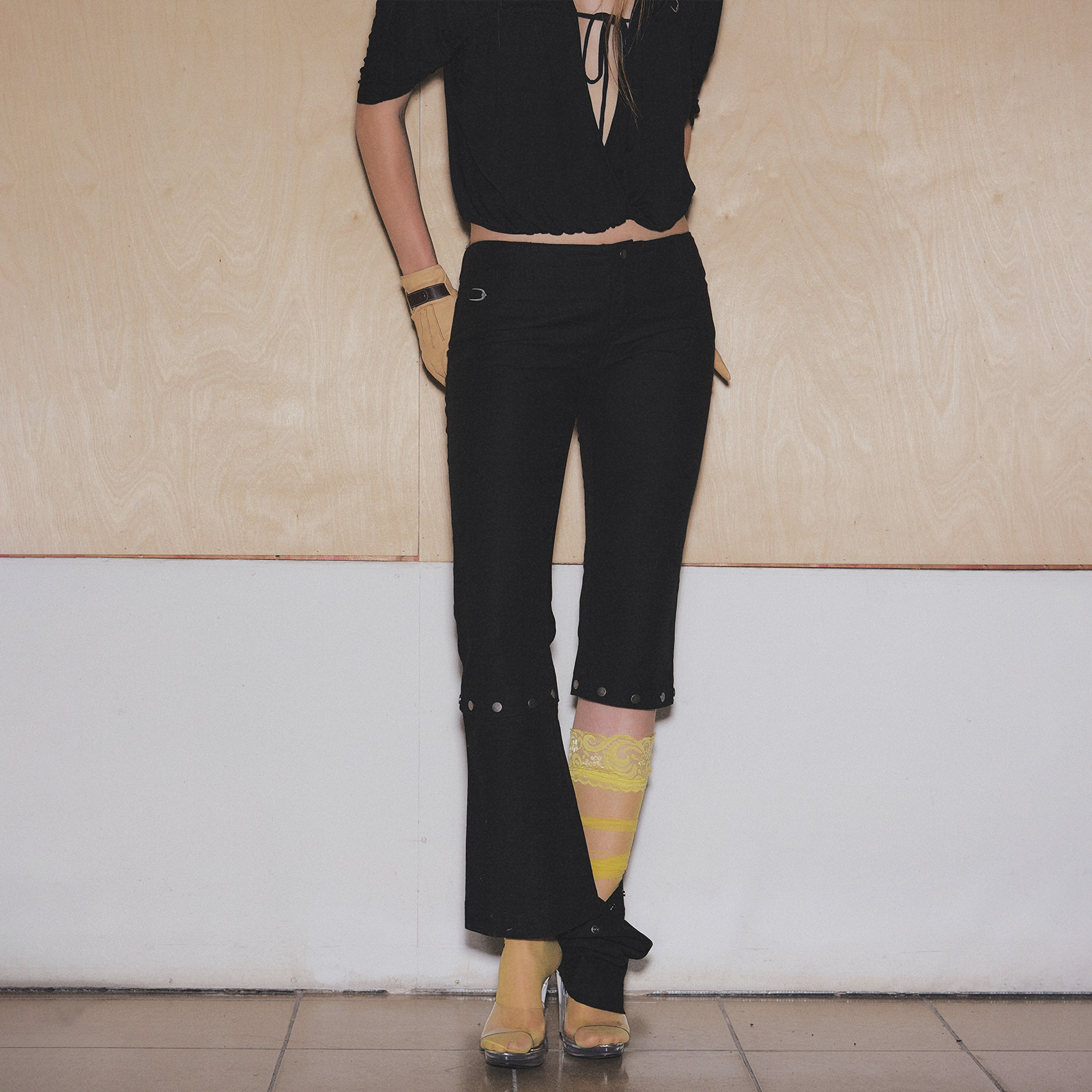 CLOUD WILD白云野边90S复古低腰拼接微喇牛仔裤女早秋休闲长裤子,淘宝优惠券,粉丝福利购,淘宝优惠卷