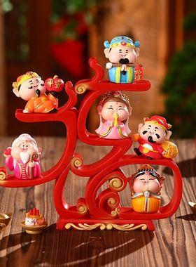 五福财神爷招财摆件创意家用旺宅客厅电视柜装饰品店铺开业乔迁礼