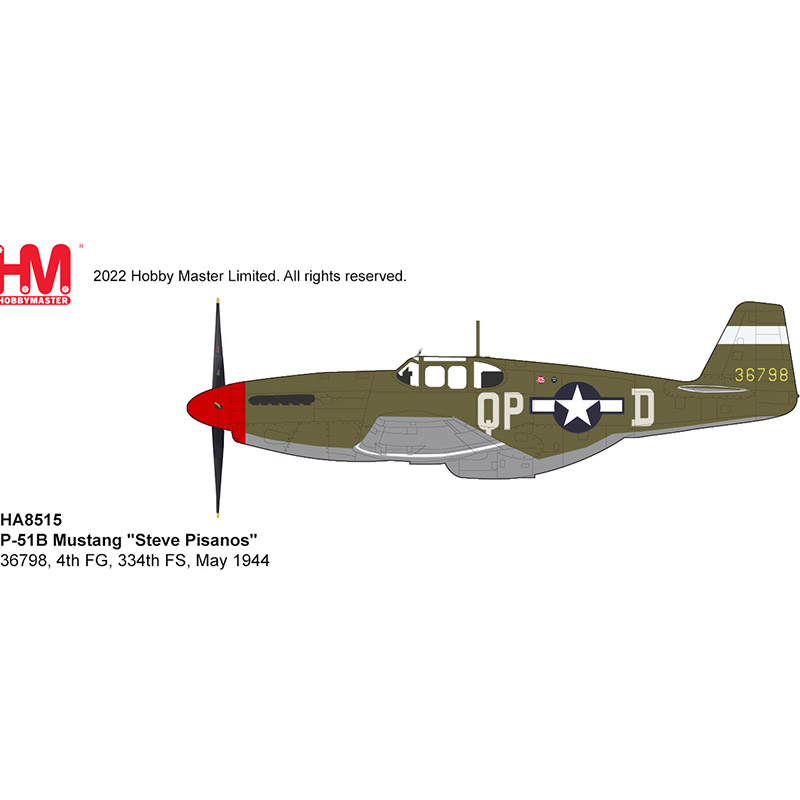 HA8515 P-51B P51野马战斗机 Steve Pisanos第4联队第334中队 - 图3