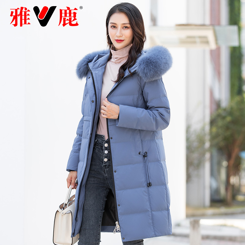 雅鹿女2020年新款真毛领派克羽绒服 雅鹿沐羽沫羽绒服