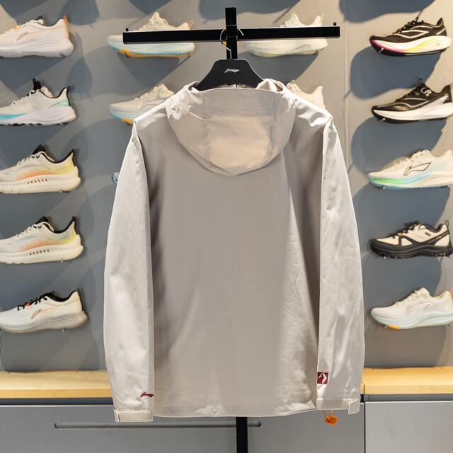 Li Ning men's hooded water repellent protective long shell jacket