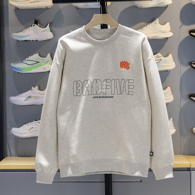 Li Ning men's round neck loose pullover sweatshirt