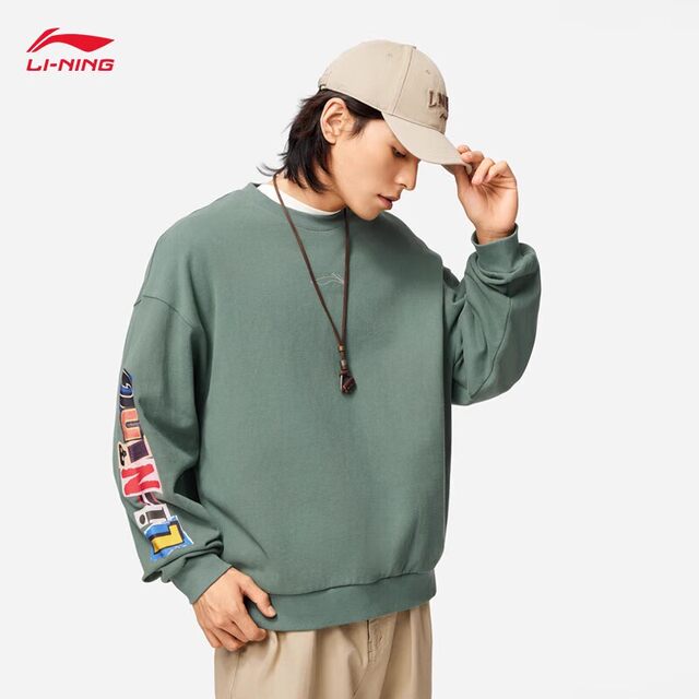 Li Ning skateboard men's round neck loose sweatshirt casual