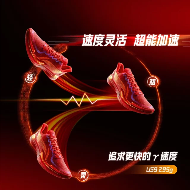 Li Ning Men's Gamma Red Elf Low Top Basketball Shoes