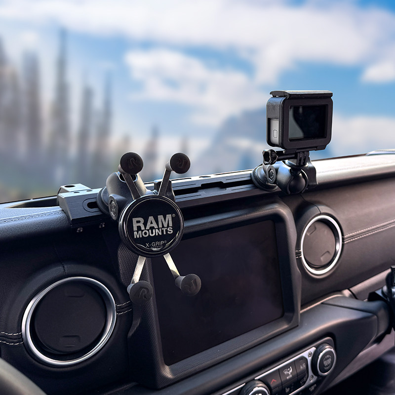 RAM牧马人手机支架 适配JL 4xe中控集成导轨多设备相机对讲机支架,淘宝优惠券,粉丝福利购,淘宝优惠卷