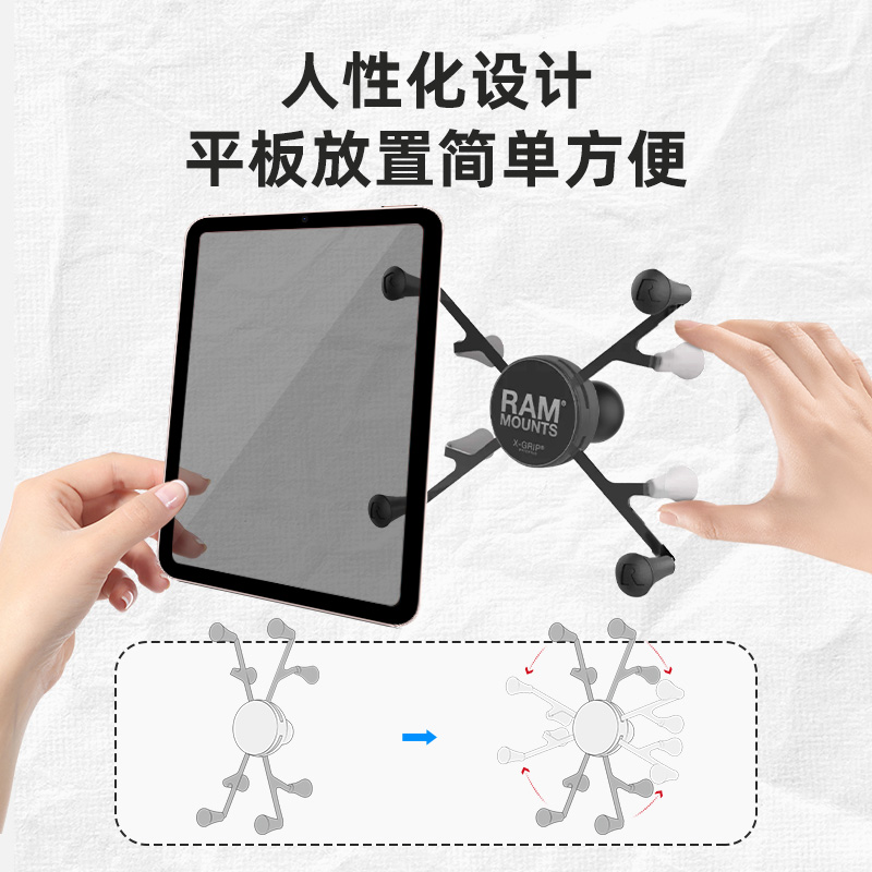 美国RAM车载平板支架 苹果iPad Mini Pro支架 7-12寸平板固定支架 - 图1