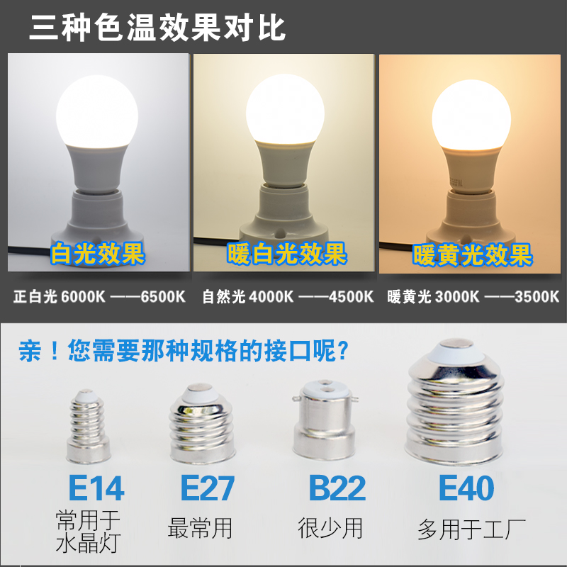 节能灯led灯泡暖白柱形4000K自然光e27e14 7W12W家用节能筒灯灯泡