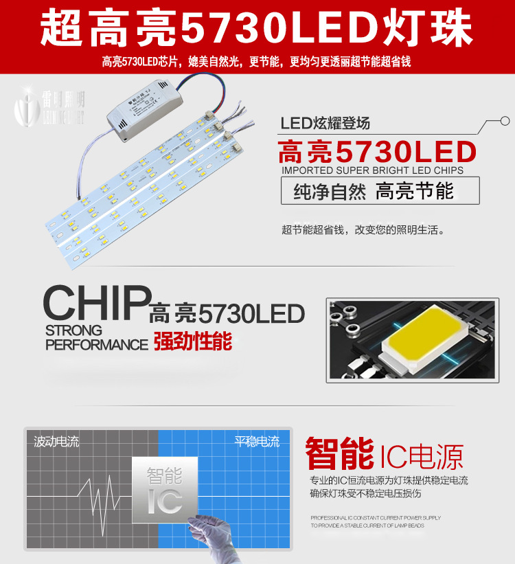 led灯条 LED吸顶灯改造灯板改装贴片长条吸顶灯光源配件新品灯具-图1