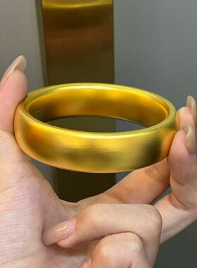 深圳水贝传承轮胎黄金手镯女999足金大克重宽面素圈金镯子送爱人