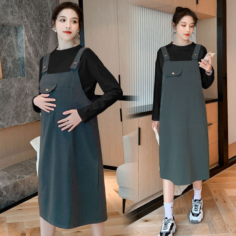 孕妇秋装连衣裙长袖两件套打底衫 月朵连衣裙