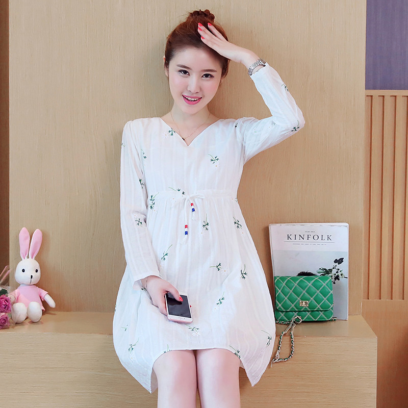 孕妇2020秋装新款潮妈时尚款连衣裙 月朵连衣裙