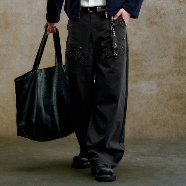 Wang Yiheng x Gao Tianzuo x Ke Chun ແບບດຽວກັນ YADcrew baroque embroidered workwear pants ບາດເຈັບແລະສໍາລັບຜູ້ຊາຍແລະແມ່ຍິງ
