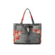 YADcrew sunset lace digital 3D printed simulated denim fun placket open stitching large tote bag