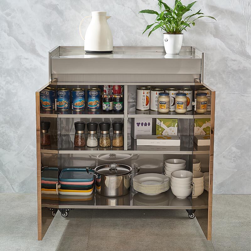 304不锈钢餐边柜子储物柜备餐柜厨房橱柜碗柜酒柜客厅置物茶水柜