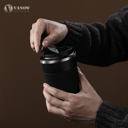 Vanow咖啡杯男士便携陶瓷内胆不锈钢车载随行保温水杯子2026新款 - 图2