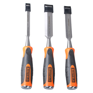 钢盾S080301 3件套木工凿子套装平凿翘头穿心开槽木工手工工具