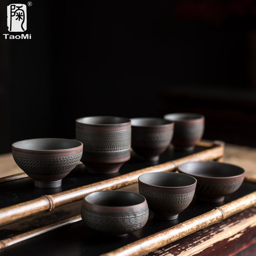 陶迷紫陶茶杯陶瓷杯垫跳刀陶瓷品茗杯大号主人杯紫砂坭兴功夫茶具 - 图1
