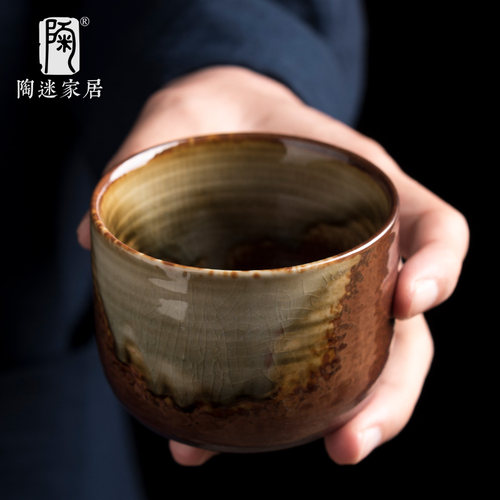 陶迷清水柴烧流釉茶杯窑变陶瓷品茗杯中式复古主人杯功夫茶具单杯 - 图1