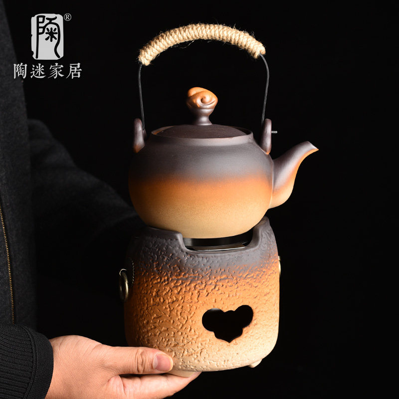 陶迷家用提梁壶煮茶套装耐高温炭炉粗陶复古烧水壶围炉烤炉茶具,淘宝优惠券,粉丝福利购,淘宝优惠卷