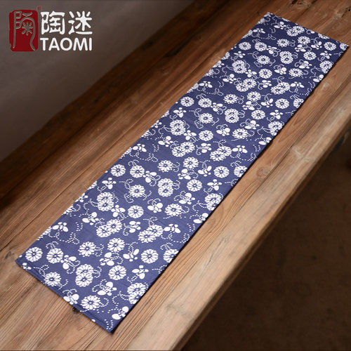 陶迷青花布竹子茶席杯垫麻布桌旗编织手工竹席竹垫茶垫茶帘隔热垫 - 图2