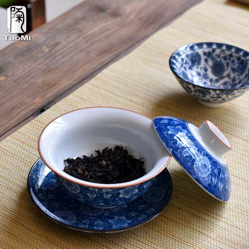 陶迷青花瓷盖碗茶杯大号功夫景德镇茶具套装玉瓷三才杯大茶碗家用 - 图1