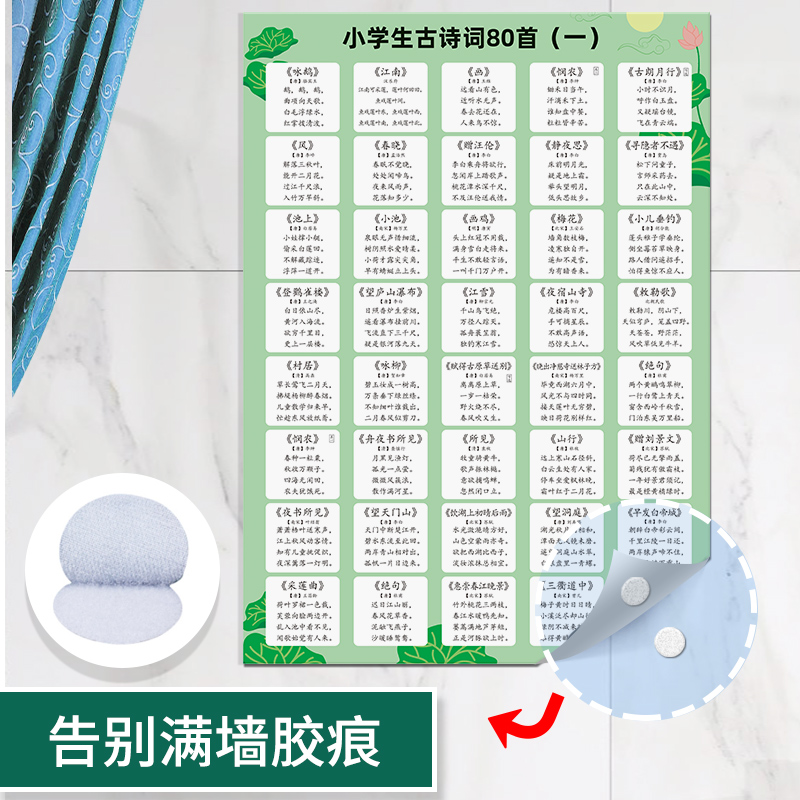 小学生必背古诗词大全80首人教版幼儿早教挂图学习识字神器墙贴 - 图1