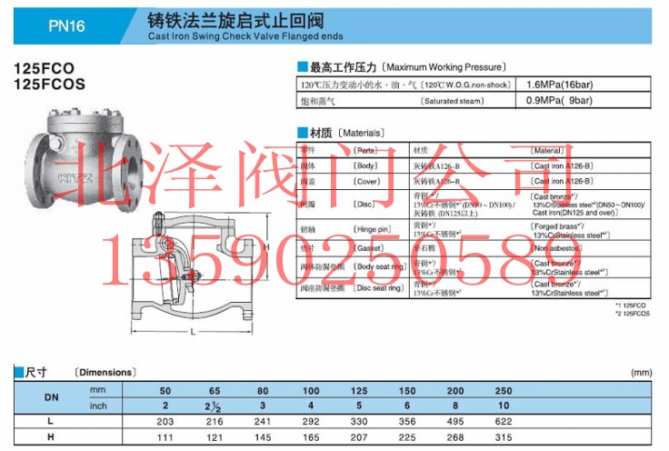 北泽KITZ旋启式止回阀 进口开滋止回阀DN65 DN80 dn100 - 图2