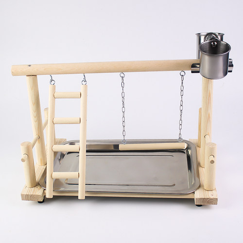 中小型鹦鹉站架实木制牡丹玄凤虎皮秋千爬梯花椒木站棍站台鸟架子 - 图2