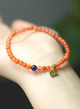 天然南红玛瑙手串原创本命年手串情侣款手链手串时尚4mm精致小巧