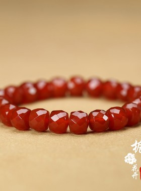 天然红玛瑙刻面闪钻手链