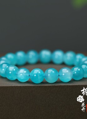 天然冰蓝水晶圆珠手链