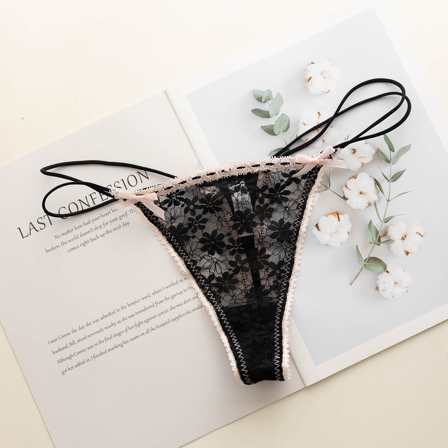 少女甜美可爱蕾丝性感绑带丁字裤花朵透明中腰T裤瑜伽打底裤,淘宝优惠券,粉丝福利购,淘宝优惠卷