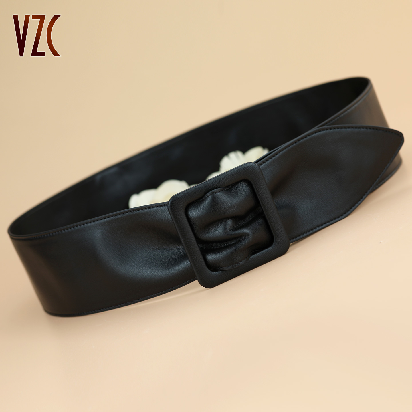 腰封女真皮软羊皮黑色简约百搭宽皮带装饰配西装裙毛衣大衣腰带