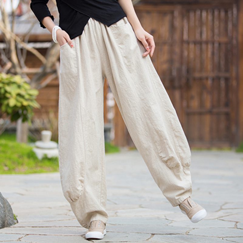 春夏女装新款复古文艺宽松棉麻阔腿裤灯笼裤太极瑜伽长裤休闲裤子,淘宝优惠券,粉丝福利购,淘宝优惠卷