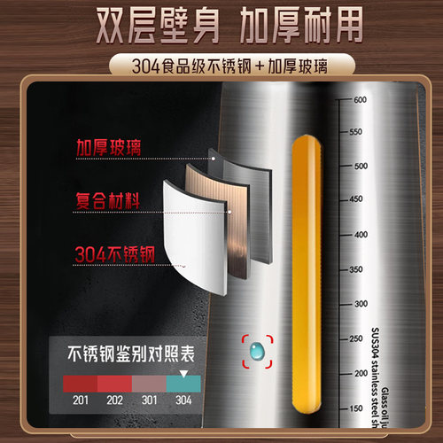 油壶家用防漏油大容量不挂油油罐酱油醋分装油瓶玻璃厨房专用密封 - 图1