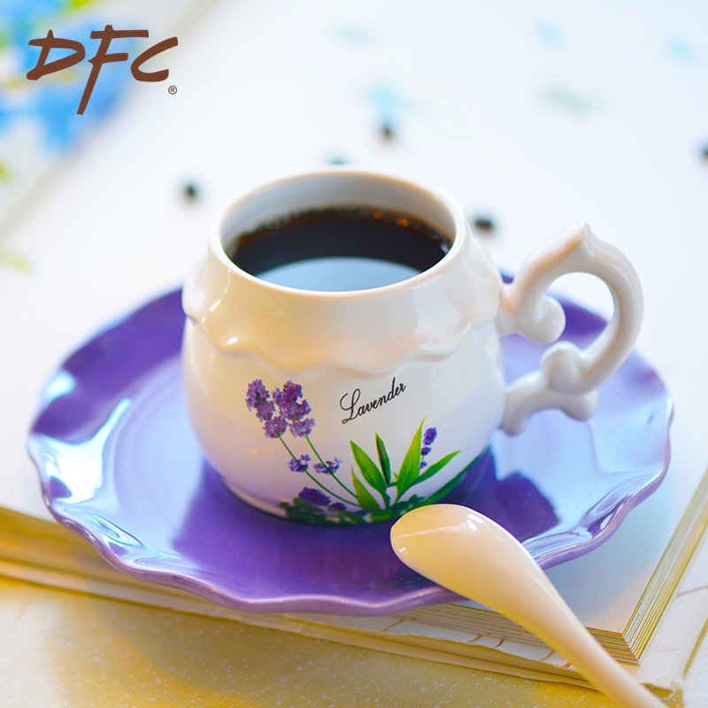 DFC陶瓷咖啡杯手绘咖啡杯 欧式田园花茶杯创意英式红茶杯拉花杯 - 图1