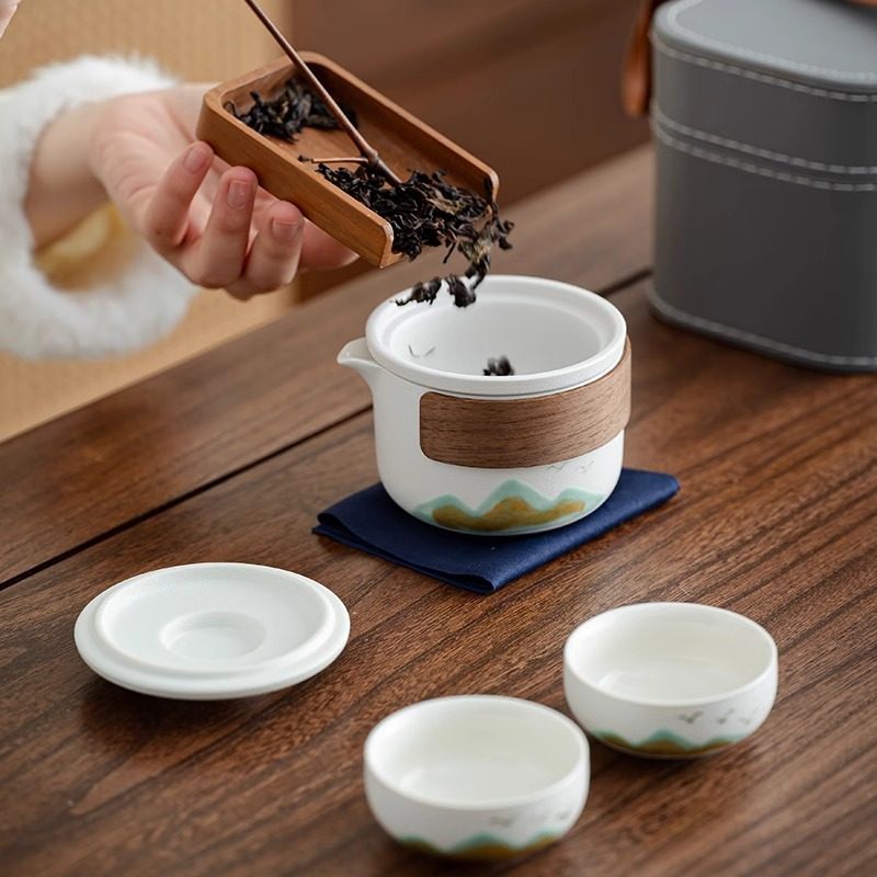 便携式旅行茶具小套装一壶二杯户外露营装备随身泡茶壶陶瓷快客杯,淘宝优惠券,粉丝福利购,淘宝优惠卷