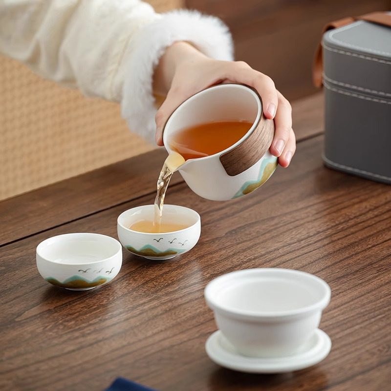 便携式旅行茶具小套装一壶二杯户外露营装备随身泡茶壶陶瓷快客杯,淘宝优惠券,粉丝福利购,淘宝优惠卷