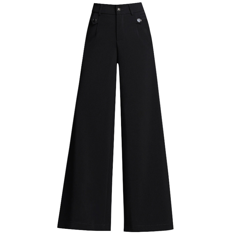 2020年新款秋冬高腰垂感黑色阔腿裤 贵香休闲裤