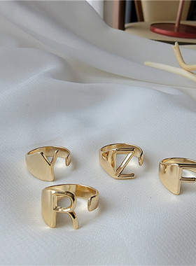 欧美风ins字母开口戒指潮人同款
