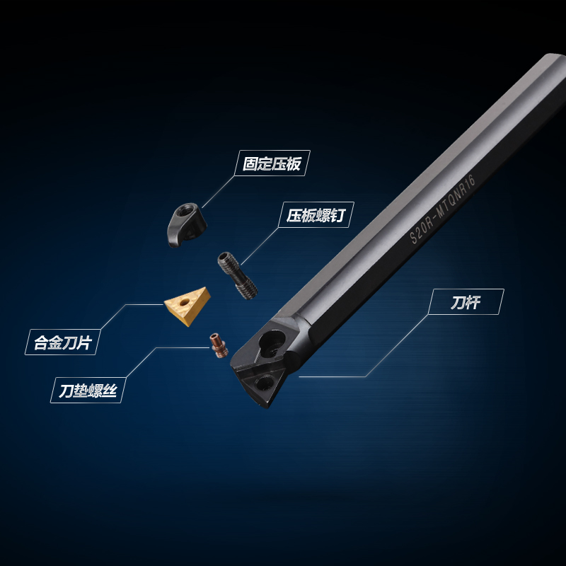 数控刀杆三角形内孔车刀 S20R/S25S/S32S-MTQNR16通孔刀杆107.5度-图2