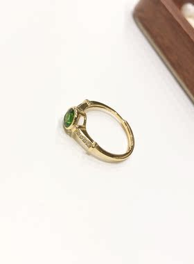 G83# S925银镀金祖母绿戒指6mm