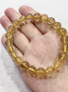 S634# 天然金发晶手链8.8mm 柠檬黄 晶体干净