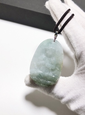 D734# 天然A货翡翠观音吊坠44*29.5*7.8mm